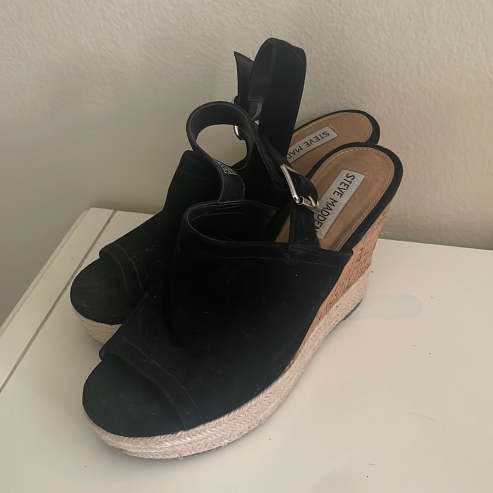 Steve Madden Black Wedges size 7